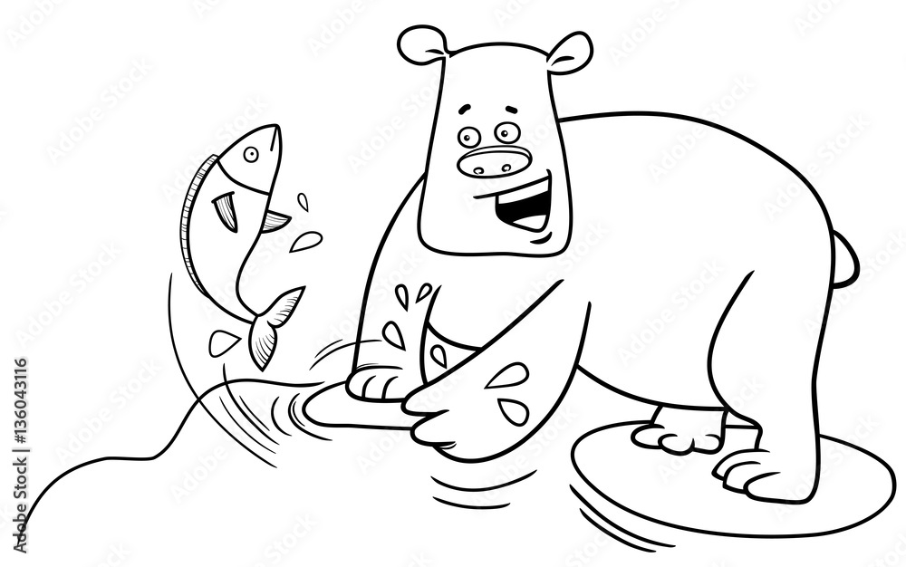 fishing bear coloring page Stock-Vektorgrafik | Adobe Stock