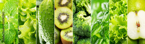 collage of various green food