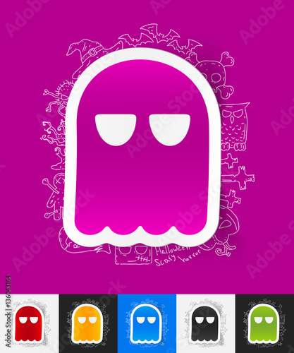 ghost paper sticker with hand drawn elements