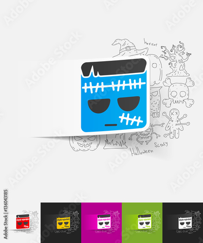 zombie paper sticker with hand drawn elements
