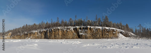 winter landscape with a cliff