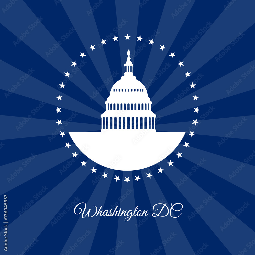 custom made wallpaper toronto digitalWashington DC symbol. White house and Capitol building arounded stars isolated on dark rays background. USA landmark. Vector illustration