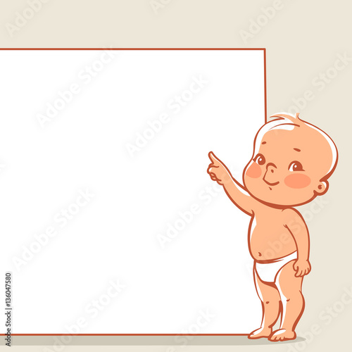 little baby near banner