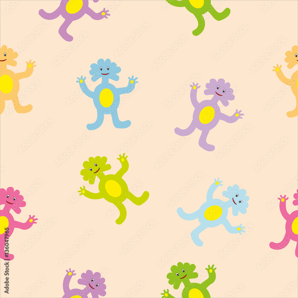 Cute colorful monsters Seamless pattern Cute colorful monsters Seamless pattern