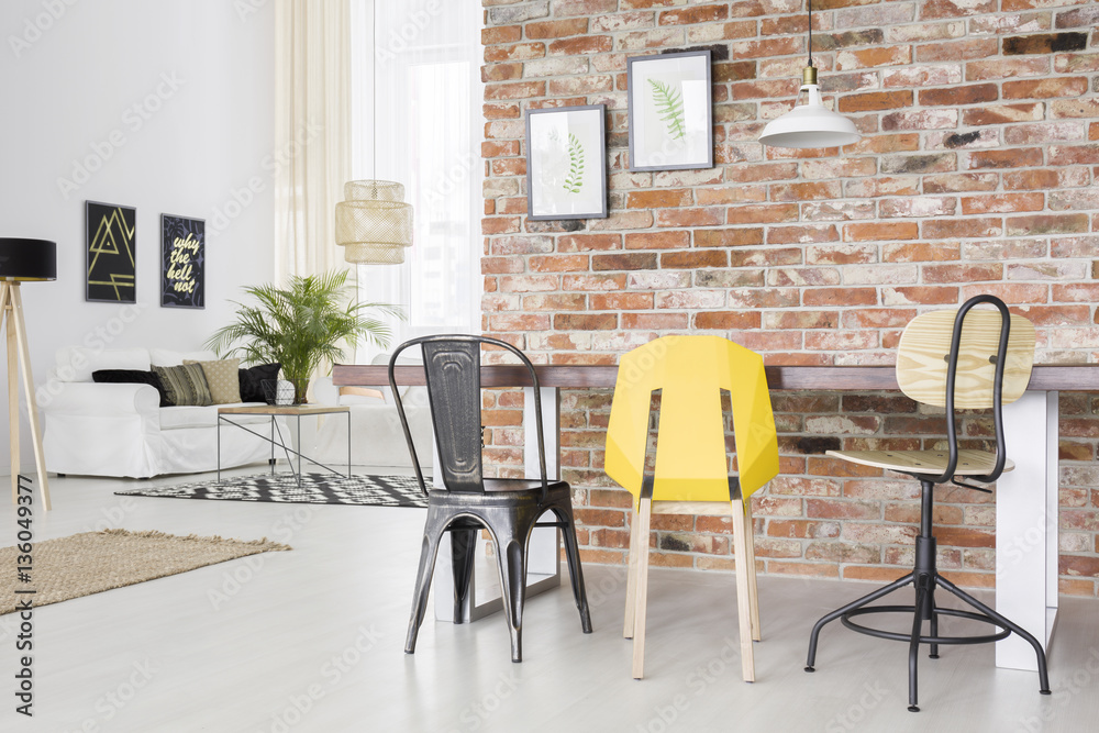 Modern apartment with brick wall Modern apartment with brick wall