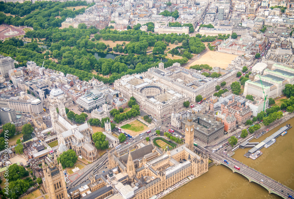 Aerial view of London buildings, UK