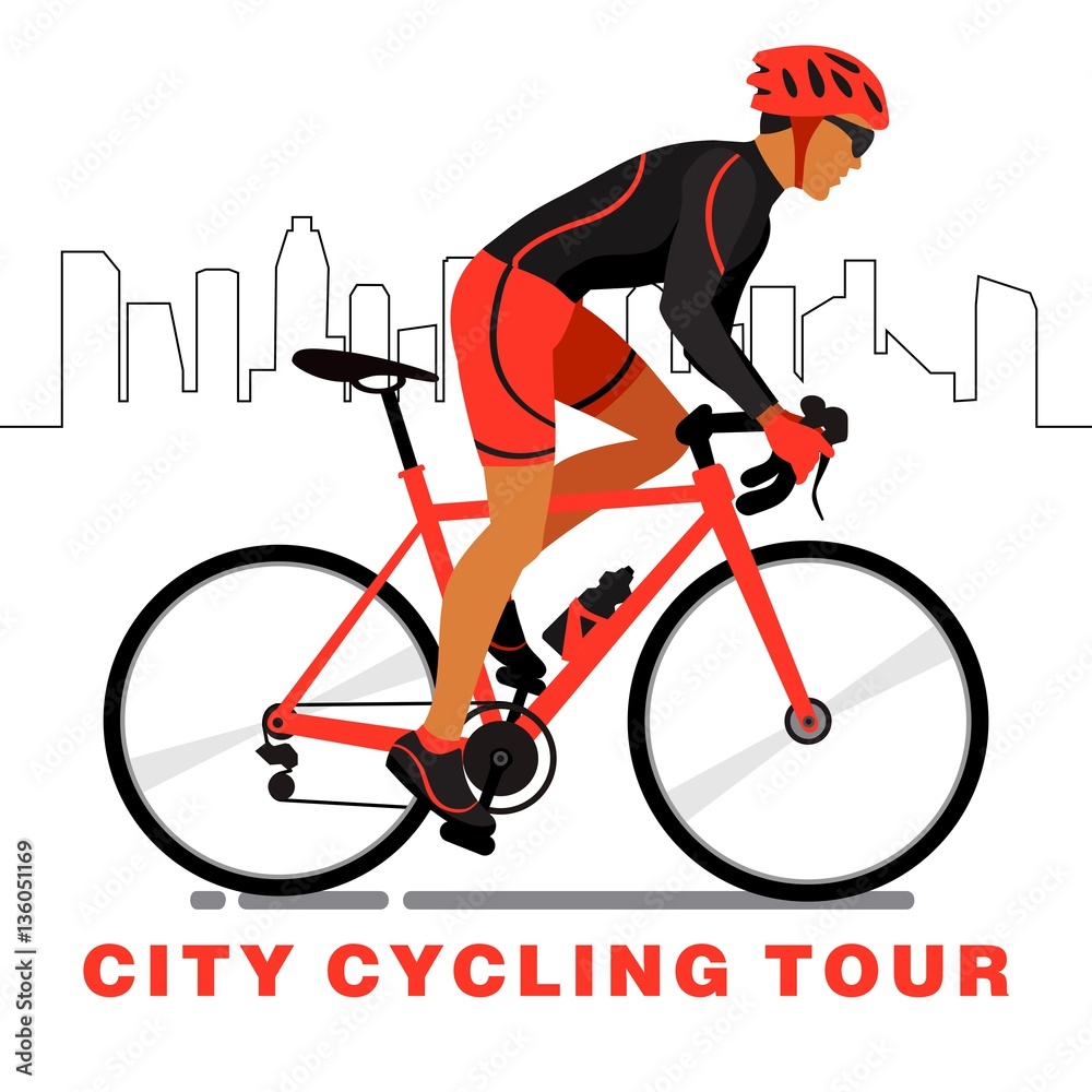 Naklejka premium Bike rider, city cycling tour