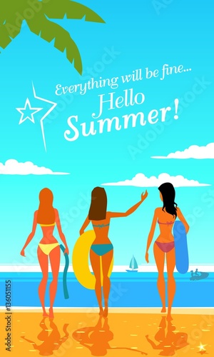 Girls on the beach and holiday pleasure