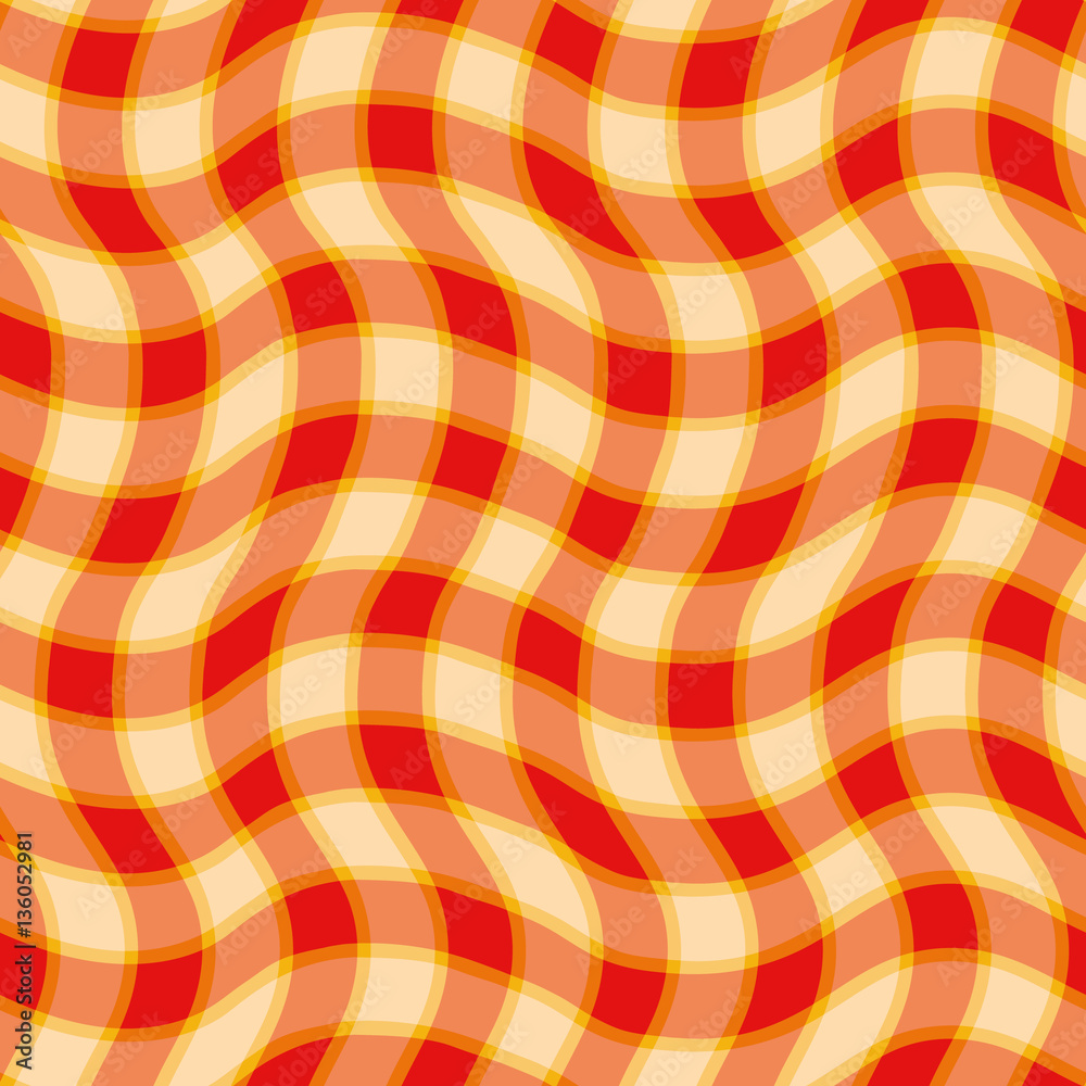 Seamless pattern scottish cell, pattern waves, red, yellow Seamless pattern scottish cell, pattern waves, red, yellow