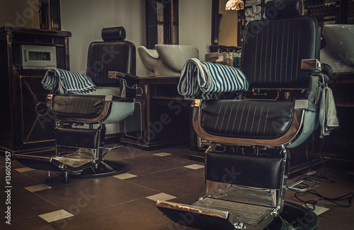 Professional barber shop vintage interior photo
