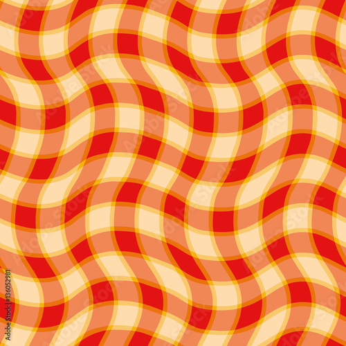 Seamless pattern scottish cell, pattern waves, red, yellow