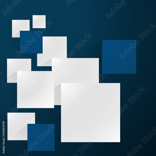Abstract white and blue squares vector background.