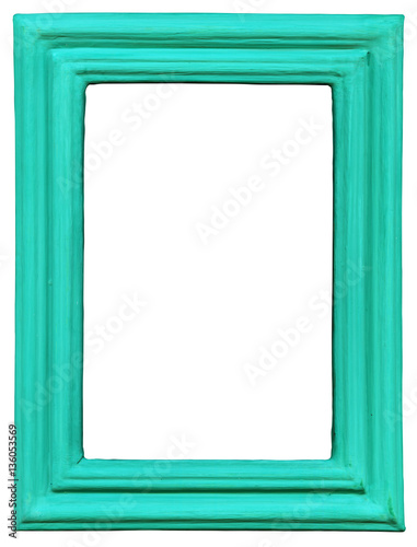 Wooden Photo Frame turquoise, Isolated