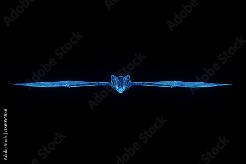 Giant Bat in Hologram Wireframe Style. Nice 3D Rendering
 photo