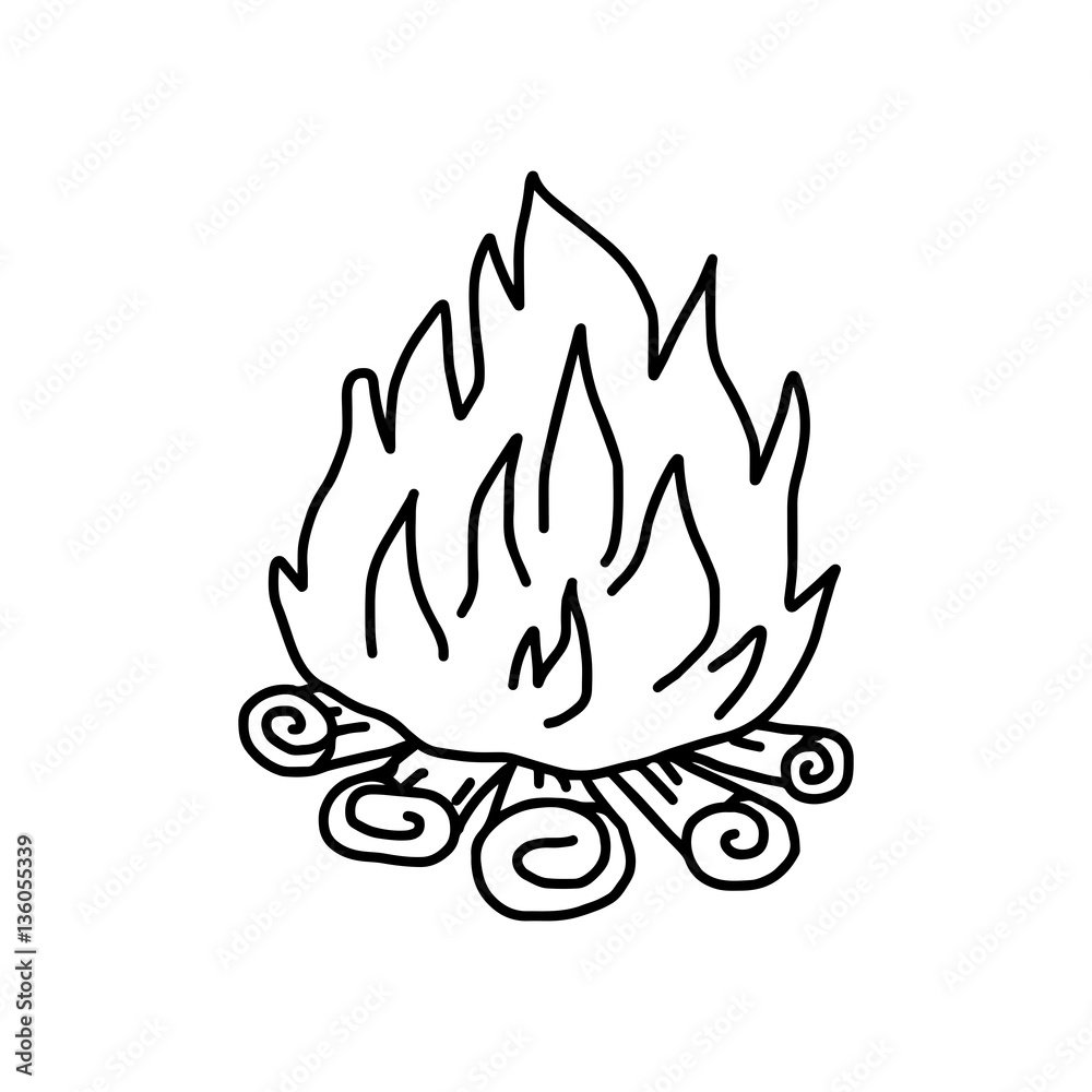 vector illustration hand drawn sketch of campfire isolated on white background vector illustration hand drawn sketch of campfire isolated on white background