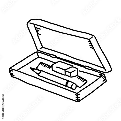 vector illustration hand drawn sketch of pencil box isolated on white background