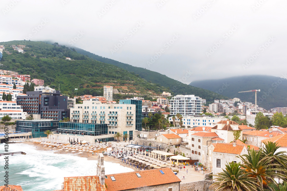 The view of budva old town, one of the best preserved medieval cities in the mediterranean