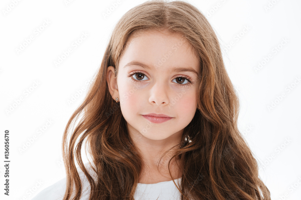 Closeup of pretty cute little girl with long hair Closeup of pretty cute little girl with long hair