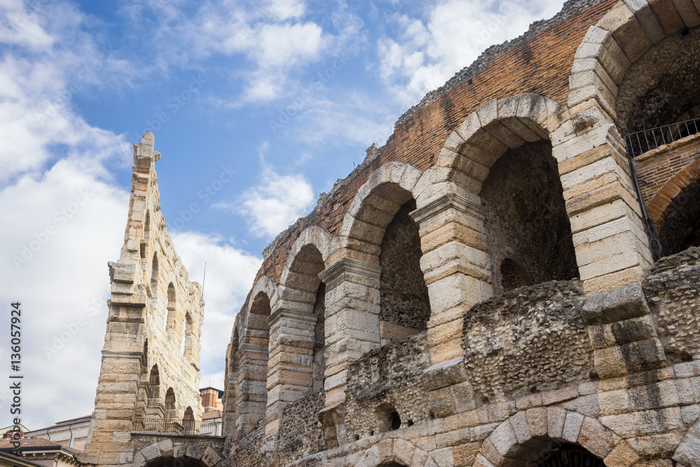 Ancient Verona Arena monumental arches