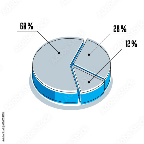 Vector infographic element, percent segments circle 3d illustrat