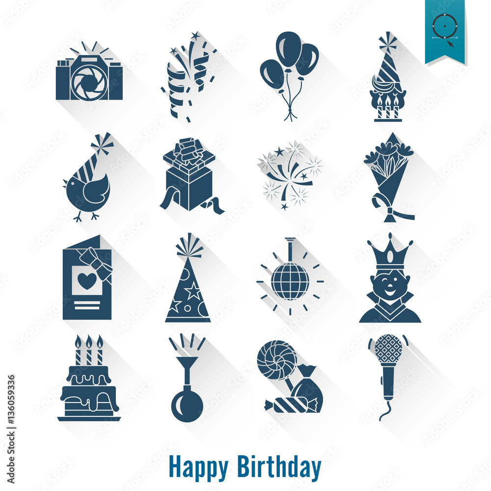 Happy Birthday Icons Set Happy Birthday Icons Set