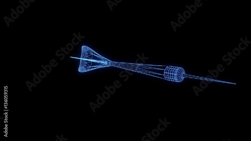 Dart Arrow in Hologram Wireframe Style. Nice 3D Rendering 
