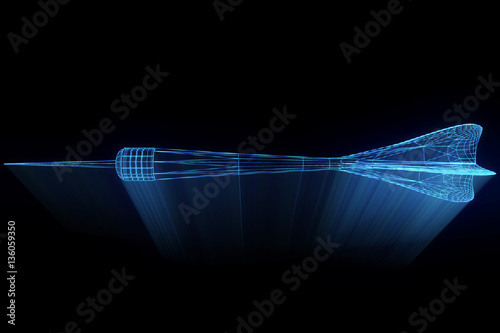 Dart Arrow in Hologram Wireframe Style. Nice 3D Rendering 
