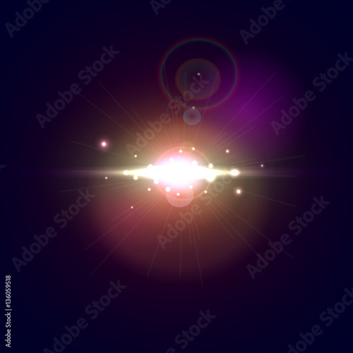 Vector illustration with explosion in space on dark background