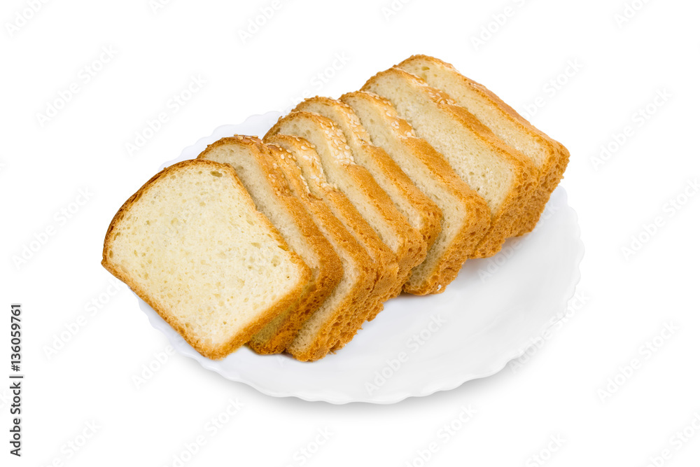 slices of fresh bread isolated on white background