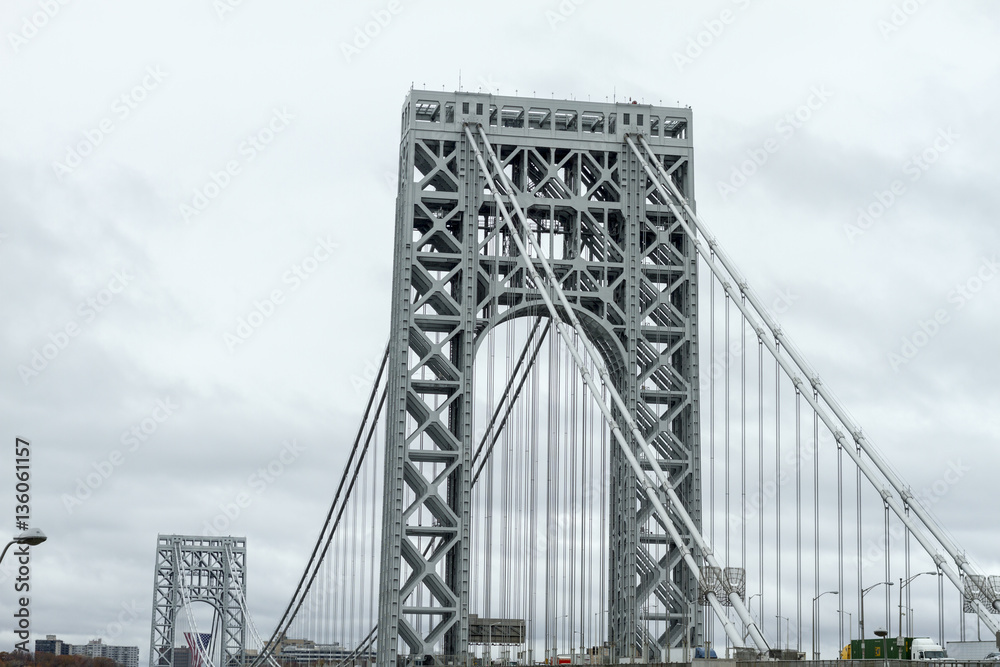 View of George Washington Bridge over Hudson River. View of George Washington Bridge over Hudson River.