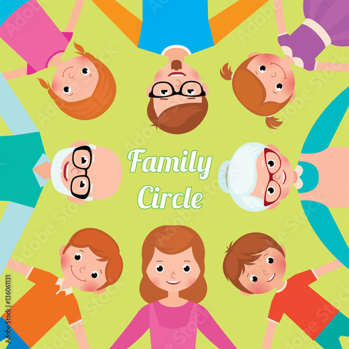 Family Circle three generations of adults and children all toget