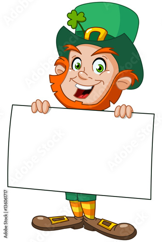 Leprechaun with sign