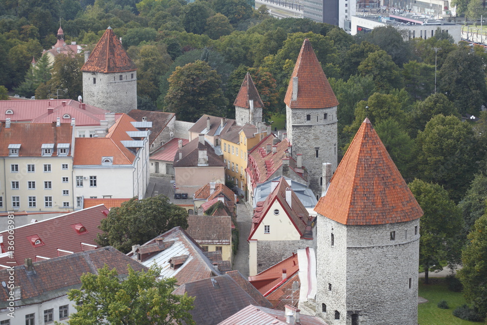 Ausblick von der Olaikirche oder Oleviste Kirik auf die Türme de