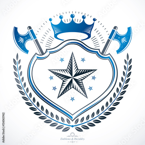 Vintage award design, vintage heraldic Coat of Arms. Vector embl
