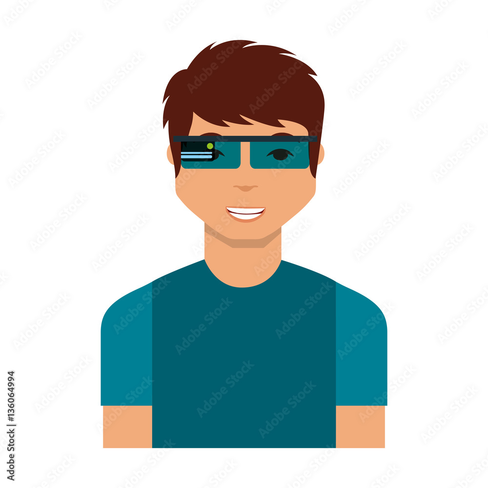 Person with augmented reality glasses vector illustration design