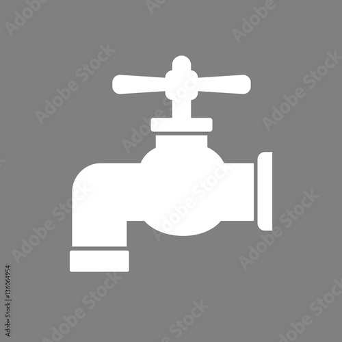 White faucet vector icon on grey background