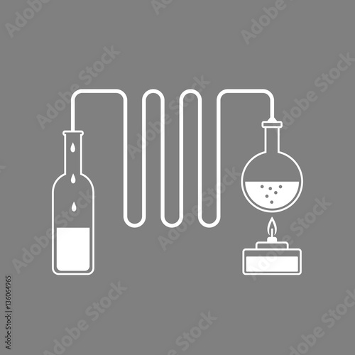 White distillation kit vector icon on grey background