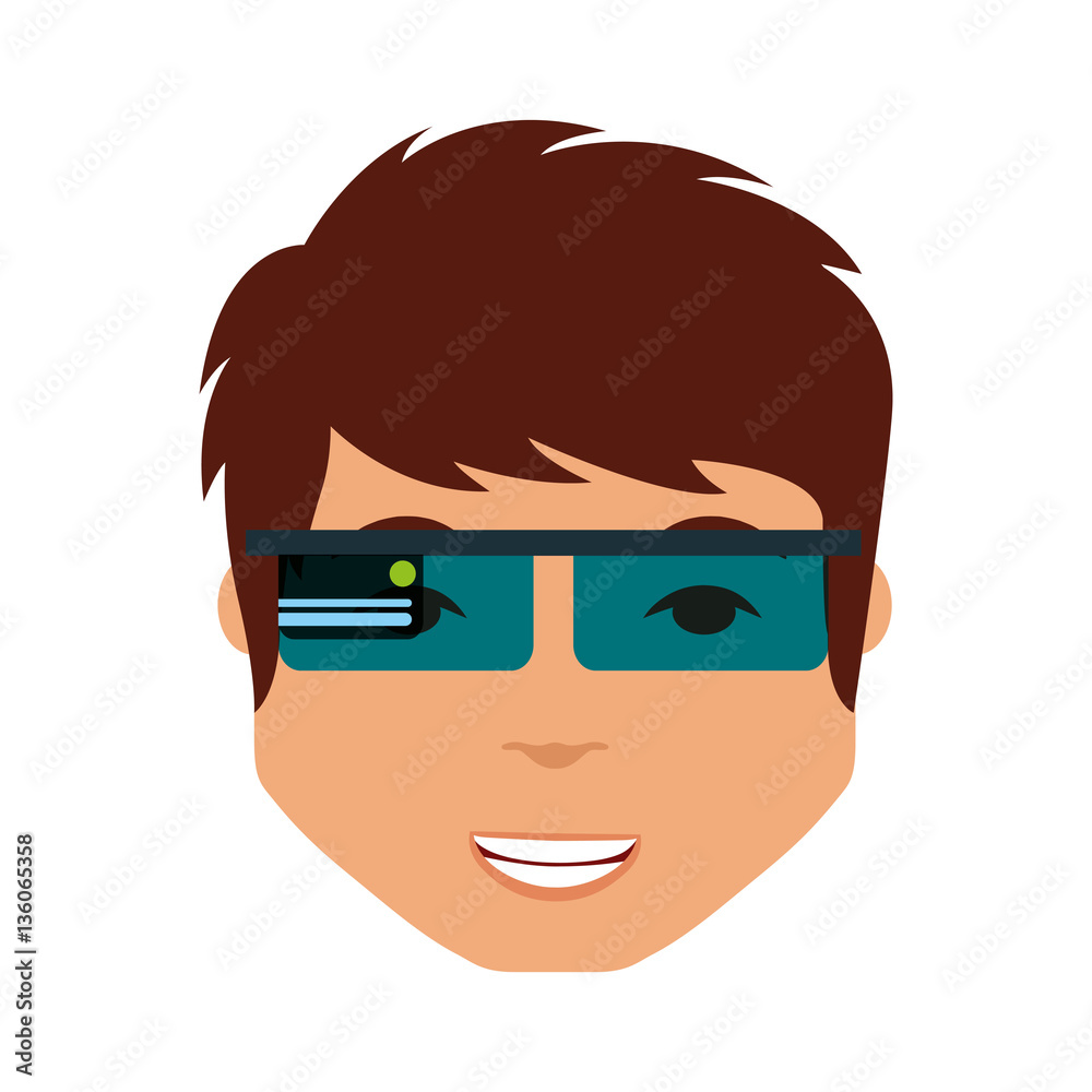 Person with augmented reality glasses vector illustration design Person with augmented reality glasses vector illustration design