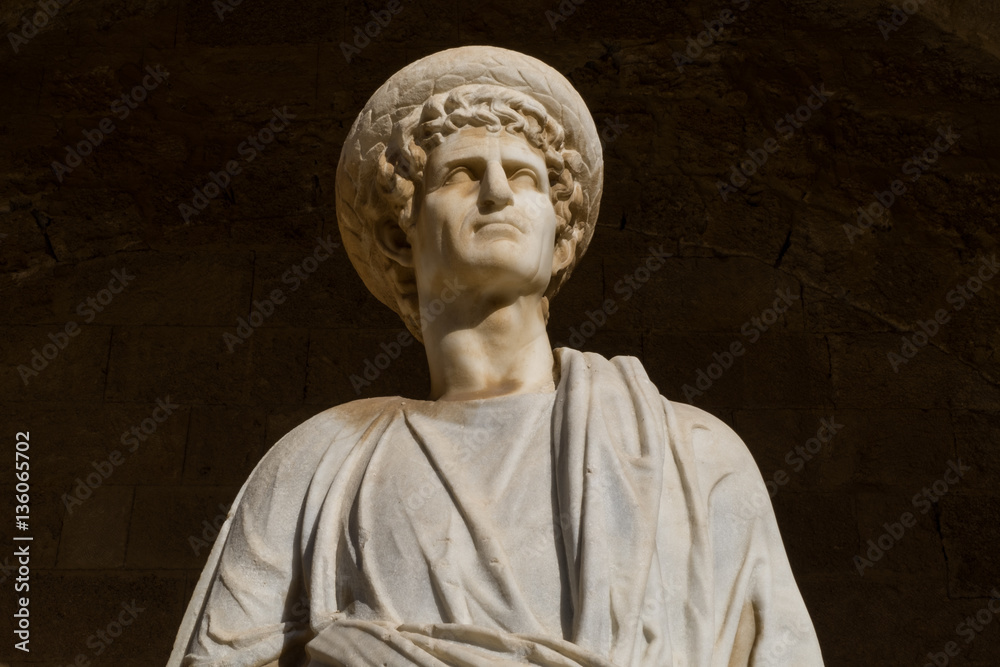 Roman statue at the Palace of the Grand Master in Rhodes, Greece