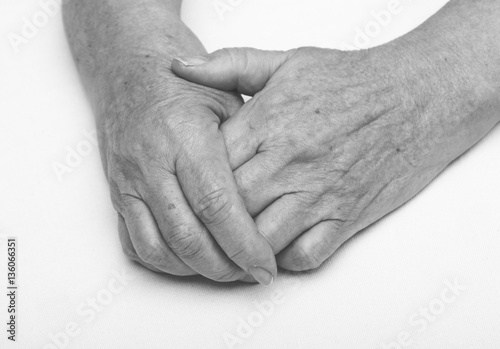 Hands of an elderly woman.