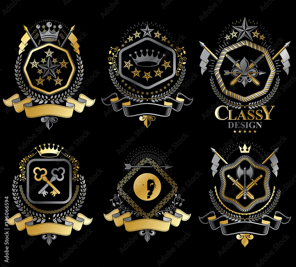Obraz premium Set of vector retro vintage insignias created with design elemen