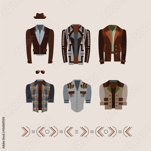 men's modern and retro clothes fashion illustration
