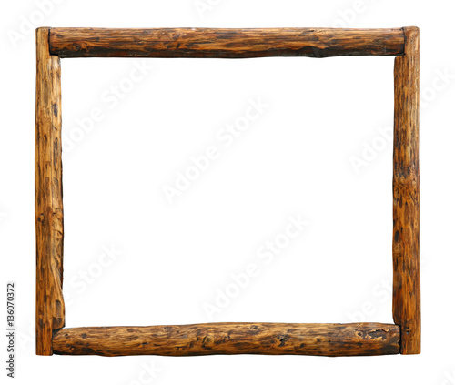 Old vintage grunge wooden log border frame
