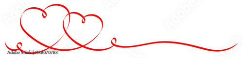 Photographie 2 Connected Red Calligraphy Hearts Ribbon Banner