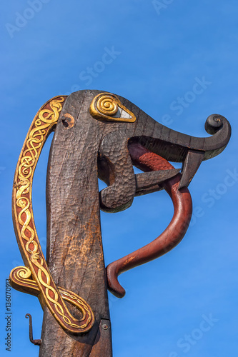 Dragonhead carved on a Viking ship