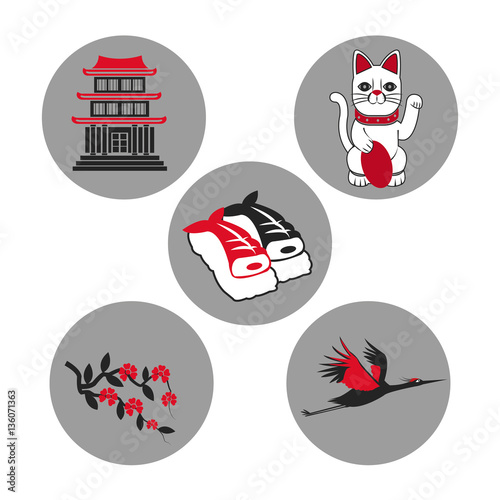 set japan symbol decoration vector illustration eps 10