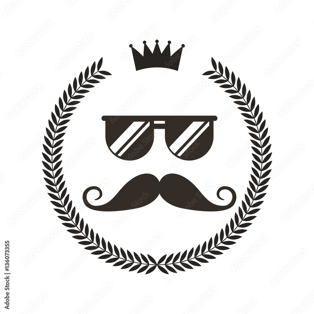wreath frame with mustache and glasses hipster style vector illustration design wreath frame with mustache and glasses hipster style vector illustration design