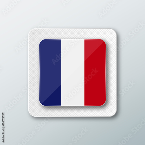 Square button with the national flag of France with the reflection of light. Icon with the main symbol of the country. Free Download Square button with the national flag of France with the reflection of light. Icon with the main symbol of the country. - GFXLoad