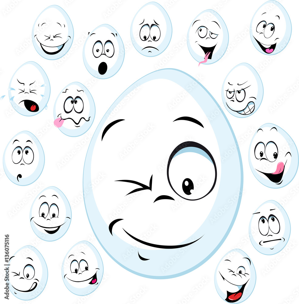 funny white egg with face vector cartoon illustration Stock Vector