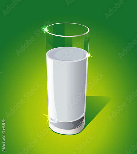 Glass of milk on green background - vector illustration